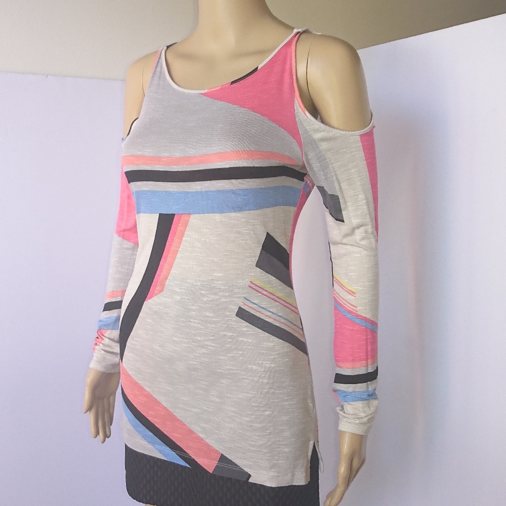 Armani Exchange Geometric Cold Shoulder Top Size S